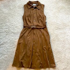 Brown suede button up dress